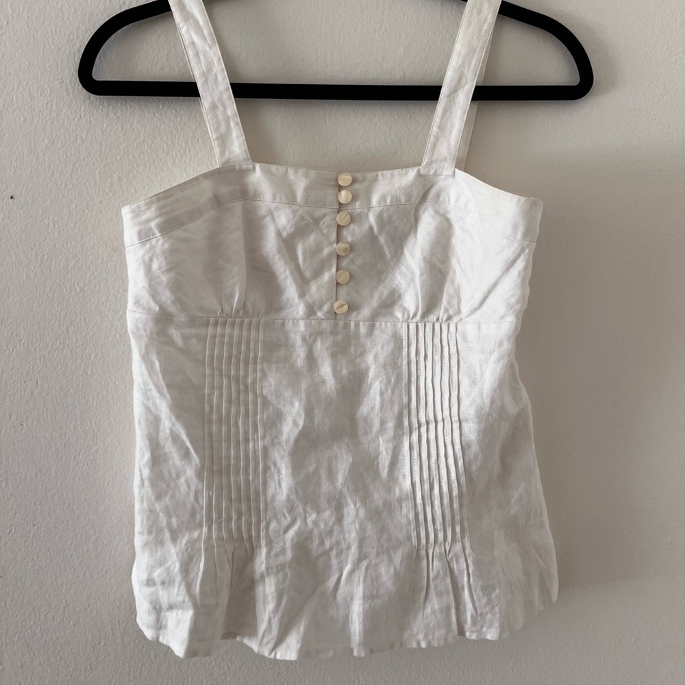 LOFT White Linen Fitted Sleeveless Tank Top